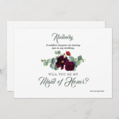 Vorschlag von Burgundy Red Floral Eucalyptus Bride Einladung (Vorne/Hinten)