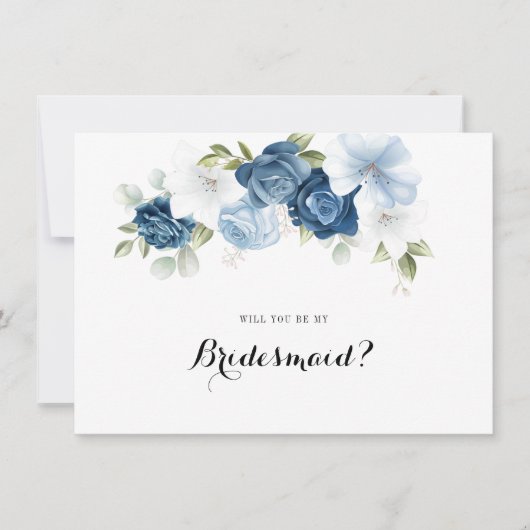 Vorschlag von Dusty Blue Floral Greenery Bridesmai Einladung (Vorderseite)