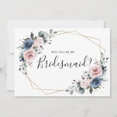 Vorschlag von Dusty Blue Mauve Geometric Bridesmai Einladung (Vorderseite)