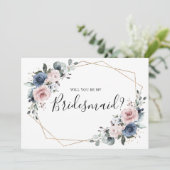 Vorschlag von Dusty Blue Mauve Geometric Bridesmai Einladung (Stehend Vorderseite)