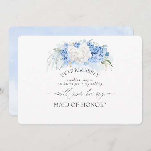 Vorschlag von Dusty Blue Trauzeugin Bridesmaid Einladung (Vorne/Hinten)