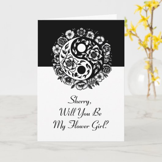 Vorschlag von Floral Yin Yang Flower Girl Karte (Gelbe Blume)