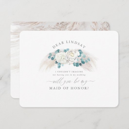 Vorschlag von Pampas Grass Greenery Bridesmaid Einladung (Vorne/Hinten)