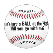 Vorschlag von Prom oder HOCO Niedlich Lächeln Vors Baseball (Vorderseite)