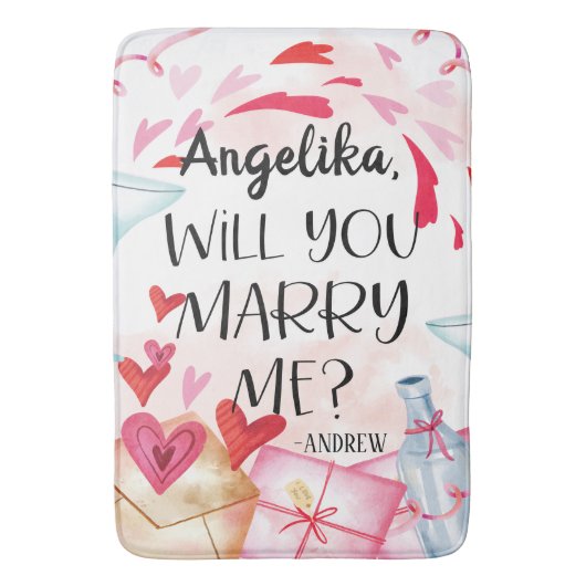 Vorschlag zur Eheschließung | Heiraten Sie mich? I Badematte (Vorderseite Vertikal)