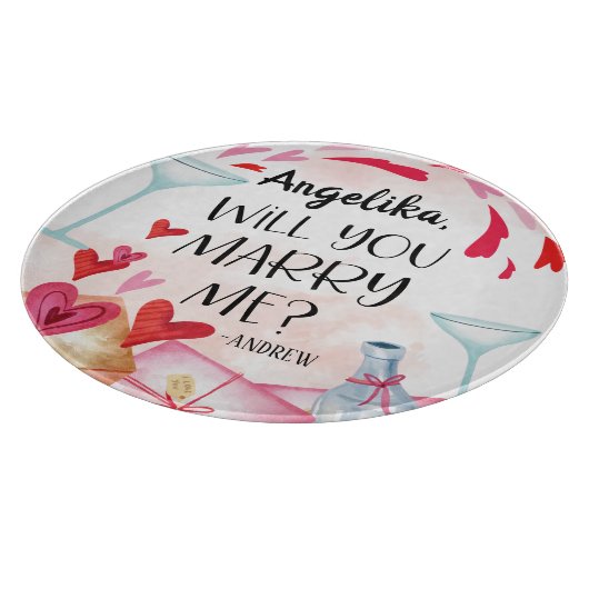 Vorschlag zur Eheschließung | Heiraten Sie mich? I Schneidebrett (Ecke)