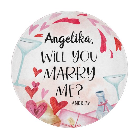 Vorschlag zur Eheschließung | Heiraten Sie mich? I Schneidebrett (Vorderseite)