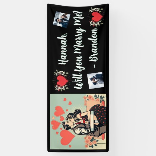 Vorschlag zur Eheschließung | Retro Pop Romantik Banner (Vertikal)