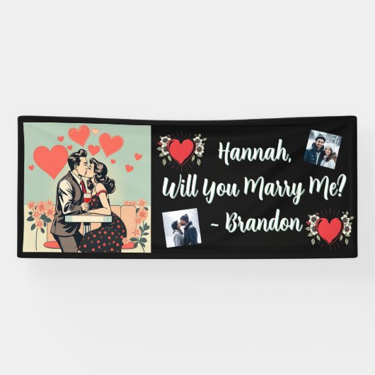 Vorschlag zur Eheschließung | Retro Pop Romantik Banner (Horizontal)