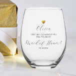 Vorschlag zur Trauzeugin, Goldenes Herz, Personali Weinglas Ohne Stiel<br><div class="desc">Super Spaß Trauzeugin Geschenk - so einzigartig und besonders. Das Design zeichnet sich durch ein goldenes Imitat und 4 Zeilen Text aus - so einfach zu anpassen. Verändern Sie die Trauzeugin einfach in eine Brautjungfrau. Das ist wirklich ein Geschenk,  dass Ihre Hochzeitsfeier LIEBE!</div>