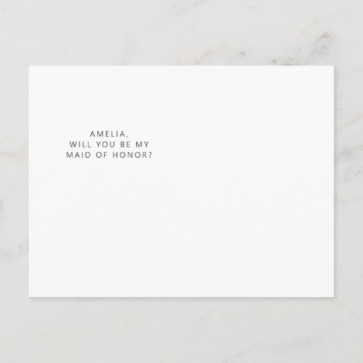 Vorschlag zur Trauzeugin Minimalistischer Typograf Postkarte (Rückseite)