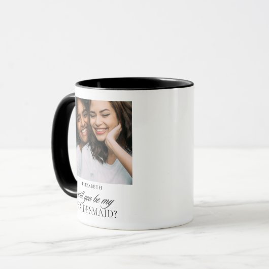 Vorschlag zur Trauzeugin von Minimalistischem Foto Tasse (Vorderseite Links)