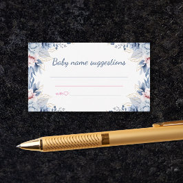 Vorschläge für Babynamen Blumendusche Begleitkarte