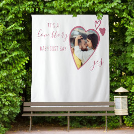 Vorschlagen Herz Foto Liebe Story Say Yes Pink Scr Wandteppich