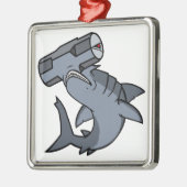 Vorschlaghammer-Haupthaifisch Silbernes Ornament (Links)