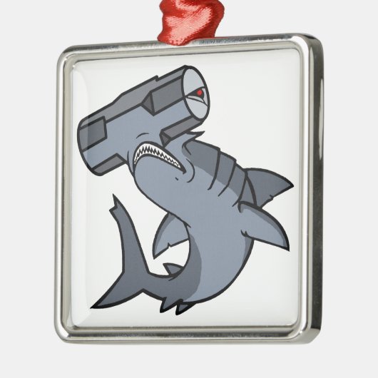 Vorschlaghammer-Haupthaifisch Silbernes Ornament (Links)