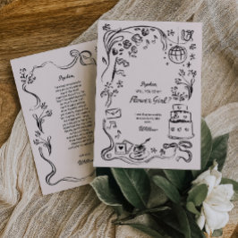 Vorschlagskarte für das handgezeichnete Blumengebl Einladung