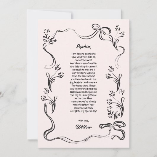 Vorschlagskarte für das handgezeichnete Blumengebl Einladung (Rückseite)