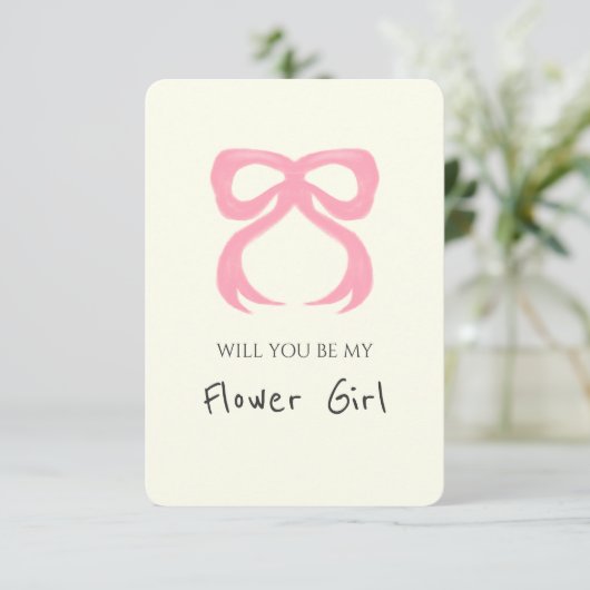 Vorschlagskarte für das Whimsical Chic Pink Bow Fl Einladung (Stehend Vorderseite)