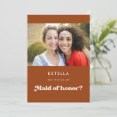 Vorschlagskarte für die orangefarbene Retro-Trauze Einladung (Stehend Vorderseite)