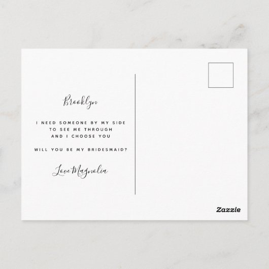 Vorschlagskarte für ein einfaches Kleid Postkarte (Rückseite)