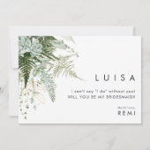 Vorschlagskarte für Greenery und Gold Leaf Bridesm Einladung (Rückseite)