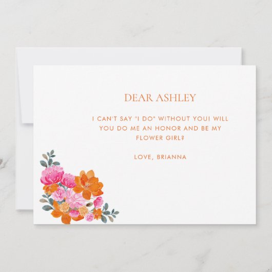 Vorschlagskarte für Rosa und Orangefarbene Blumenb Einladung (Rückseite)