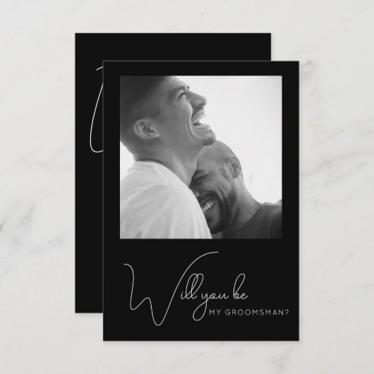 Vorschlagskarte für Schwarz-Weiß-Foto-Trauzeuge Dankeskarte (Vorne/Hinten)
