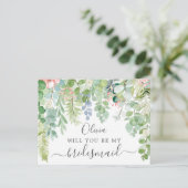 Vorschlagskarte für Soft Greenery Bridesmaid Postkarte (Stehend Vorderseite)