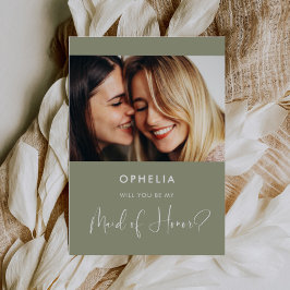 Vorschlagskarte zur eleganten grünen Trauzeugin Einladung