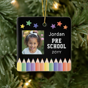 Vorschul-Personalisiertes Kinderfoto-Andenken Keramikornament