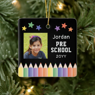 Vorschul-Personalisiertes Kinderfoto-Andenken Keramikornament