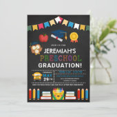 Vorschule Abschluss Chalkboard Einladung (Stehend Vorderseite)