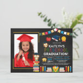 Vorschule Foto Abschluss Chalkboard Einladung (Stehend Vorderseite)