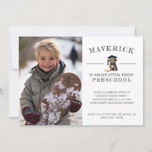 Vorschule Grad Einladung Niedliche Scruffy Welpe (Vorderseite)