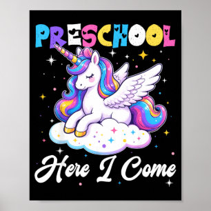 Vorschule hier kommt Einhorn zurück zur Schule Mäd Poster