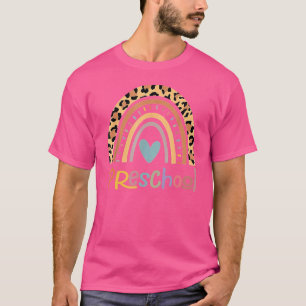 Vorschule Leopard Boho Regenbogen Zurück zur Schul T-Shirt