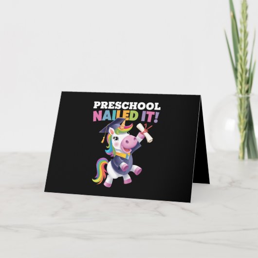 Vorschule nagelte It Unicorn Graduation Cap Dankeskarte (Vorderseite)