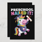 Vorschule nagelte It Unicorn Graduation Cap Einladung (Vorne/Hinten)