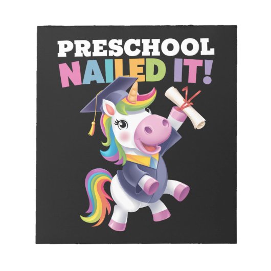 Vorschule nagelte It Unicorn Graduation Cap Notizblock (Vorderseite)
