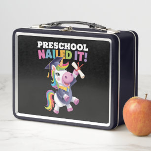 Vorschule Nailed It Einhorn-Abschlusskappe Metall Brotdose
