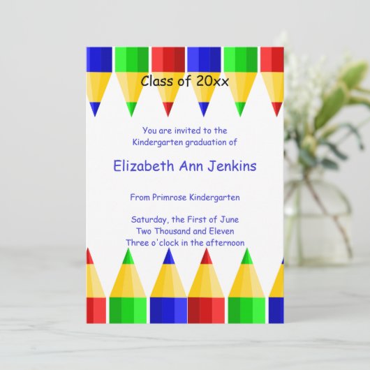 Vorschule oder Kindergarten-Abschluss-Mitteilung Einladung (Stehend Vorderseite)