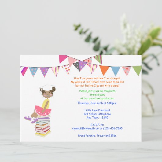 Vorschule-oder Kindergarten-Einladungen Einladung (Stehend Vorderseite)