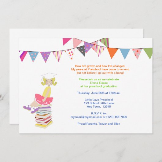 Vorschule-oder Kindergarten-Einladungen Einladung (Vorne/Hinten)