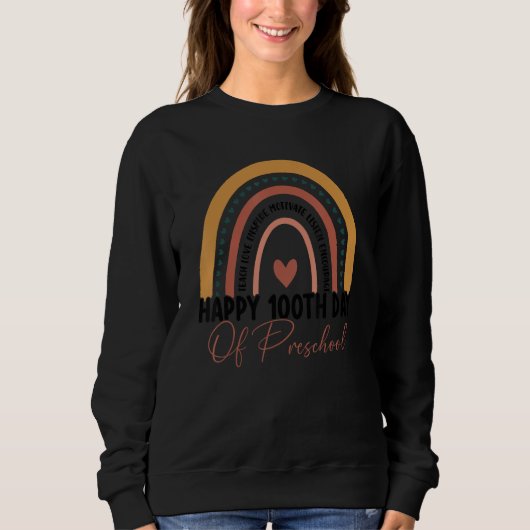 Vorschullehrer 100. Schultag Boho Rainbow Sweatshirt (Vorderseite)