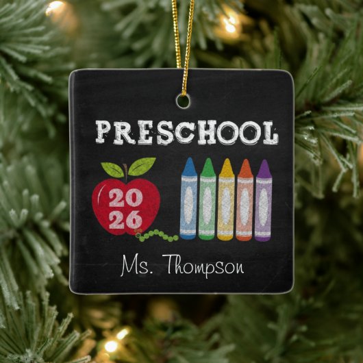 Vorschullehrer 2026 Geschenk Name Ornament (Baum)