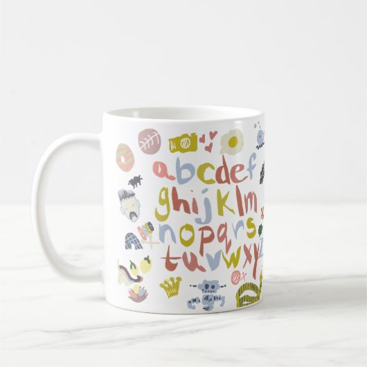 Vorschullehrer Alphabete Kritzeleien Kaffeetasse (Links)