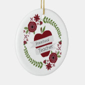 Vorschullehrer-BlumenKranz-Rot Apple Keramikornament (Rechts)