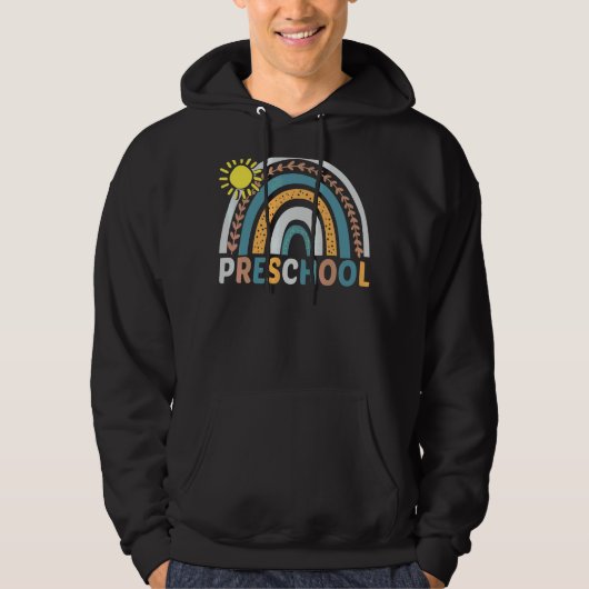 Vorschullehrer Boho Rainbow Back to School Apple Hoodie (Vorderseite)