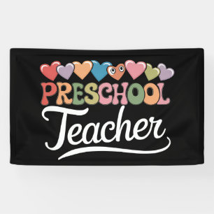 Vorschullehrer Erster Tag Groovy Zurück zur Schule Banner
